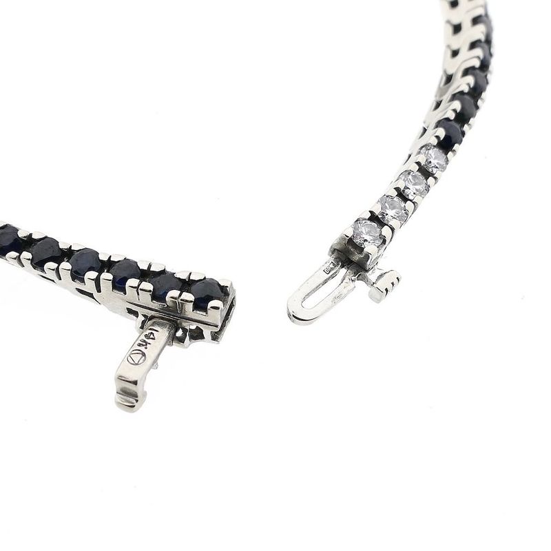 Image 4 of White Gold Tennis Bracelet with Sapphire and Diamonds; 1.12 ct.