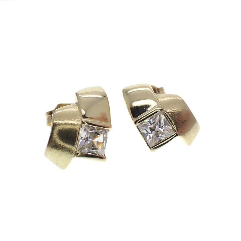 Image 1 of Gold stud earrings with zirconia