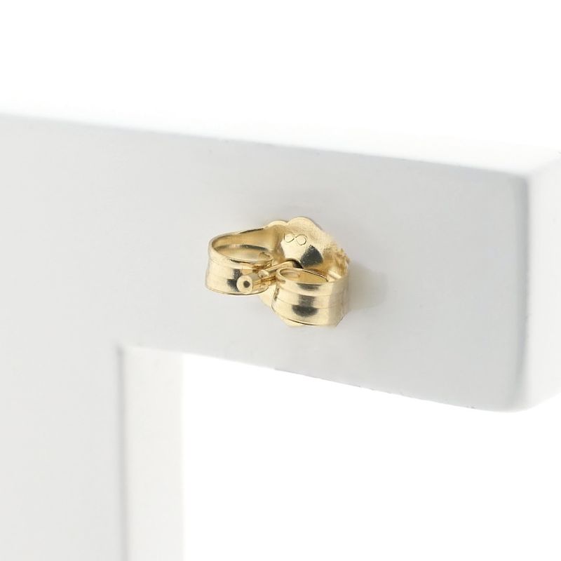 Image 5 of Gold stud earrings with synthetic purple gemstone