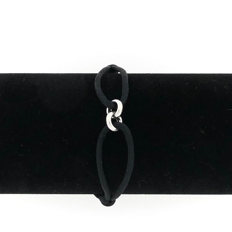 Image 6 of Forever Knots® Handmade Black Satin Bracelet with Silver Link