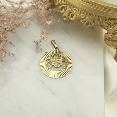 Image 2 of Gold zodiac sign pendant; Cancer