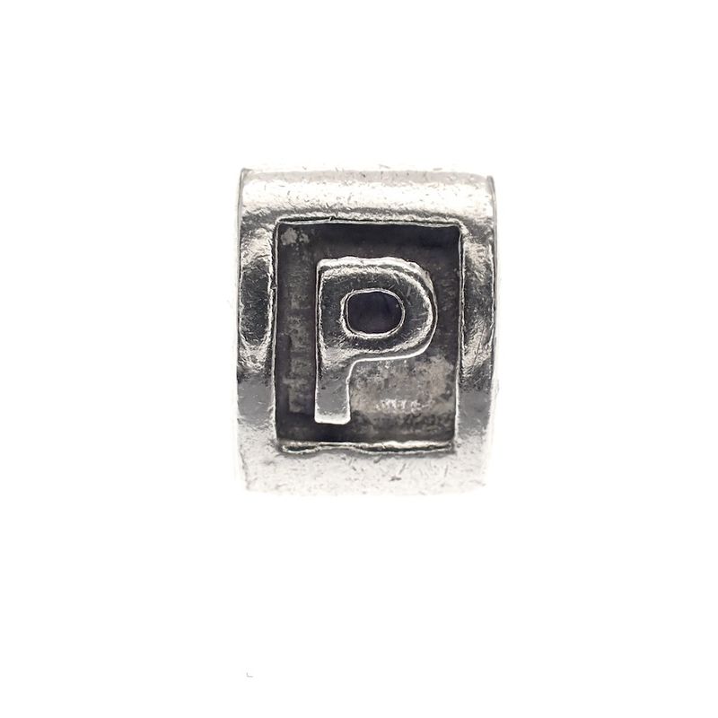 Image 3 of Pandora charm; Silver; Letter P
