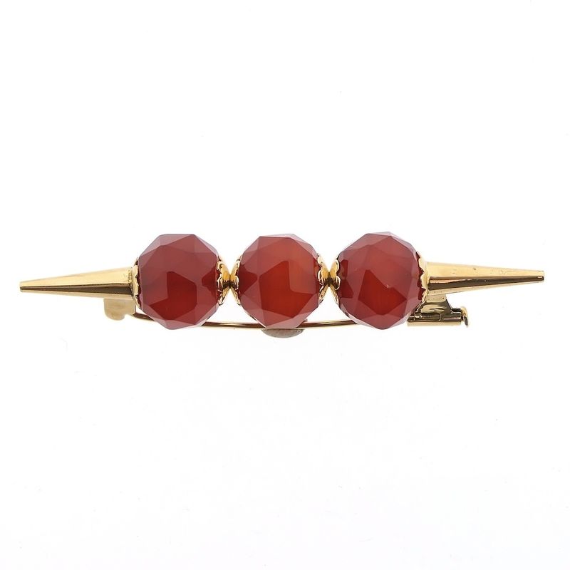 Image 3 of Vintage gold brooch with carnelian