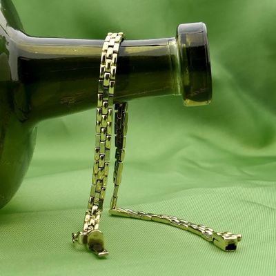 Image 2 of Bicolor Gold Panther Link Bracelet; 14 Karat; 19.5 cm