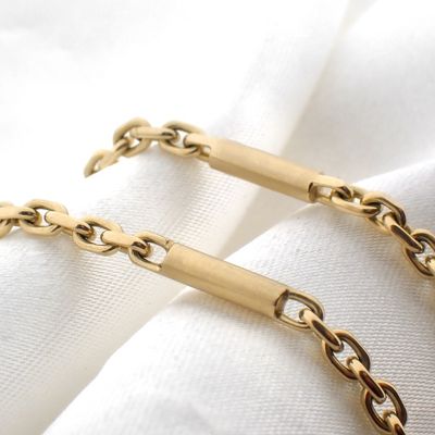 Image 2 of Gold anchor link chain with bars