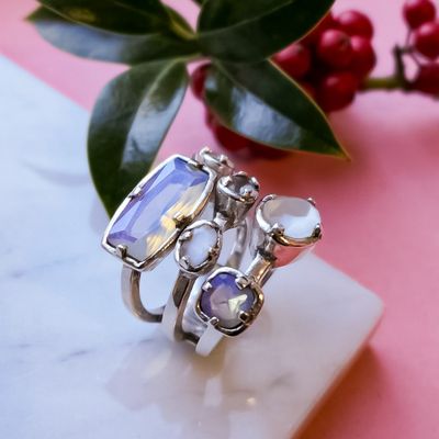 Silver ring with moonstones Image 2 of Silver ring with moonstones