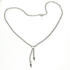 Image 2 of Silver jasseron necklace with two tassels | 45 cm