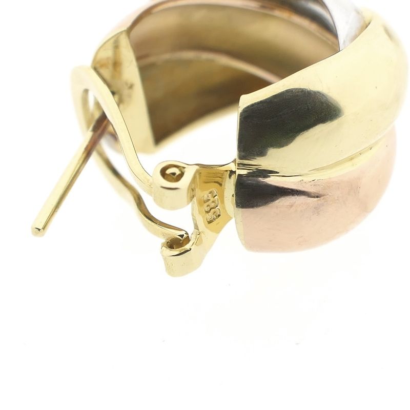 Image 9 of Tricolor gold braided stud earrings