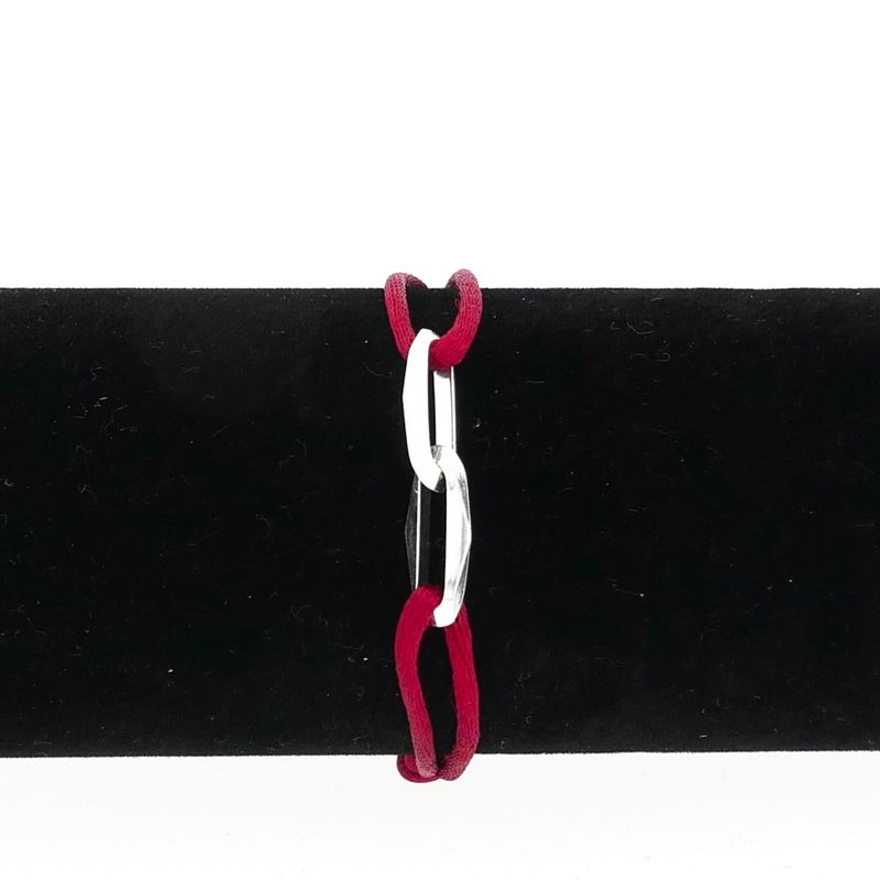 Image 6 of Forever Knots® Handmade Bordeaux Satin Bracelet with Silver Link