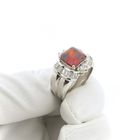 Image 8 of Silver cluster ring with red zirconia.