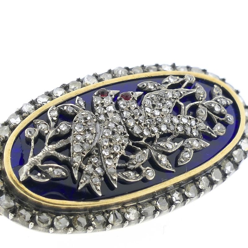 Image 5 of Antique gold brooch with diamonds and ruby approx. 0.81 ct.