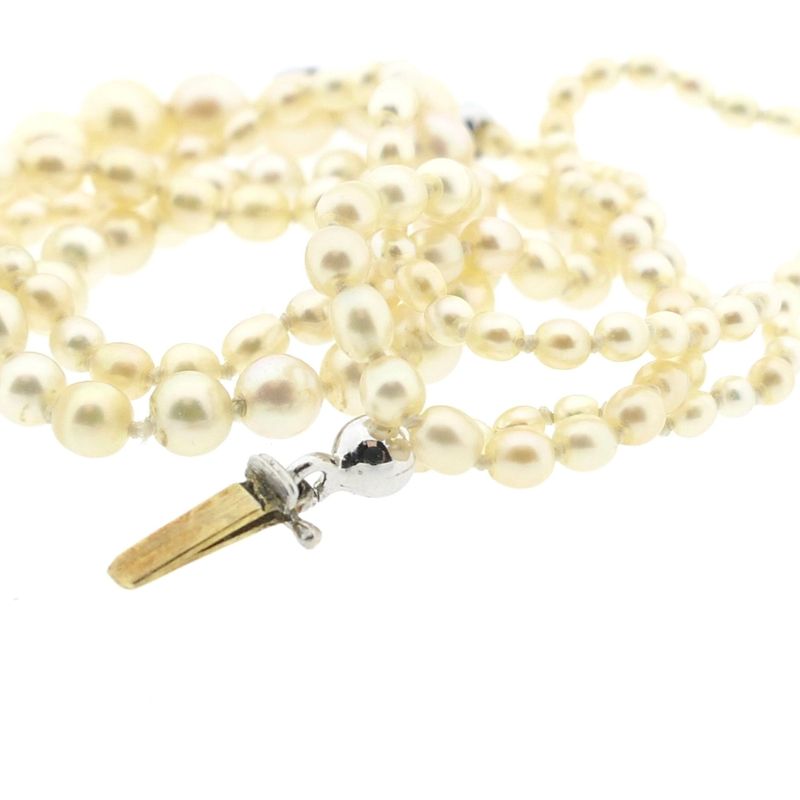 Image 7 of Pearl necklace with white gold clasp and diamonds; 0.06 ct.