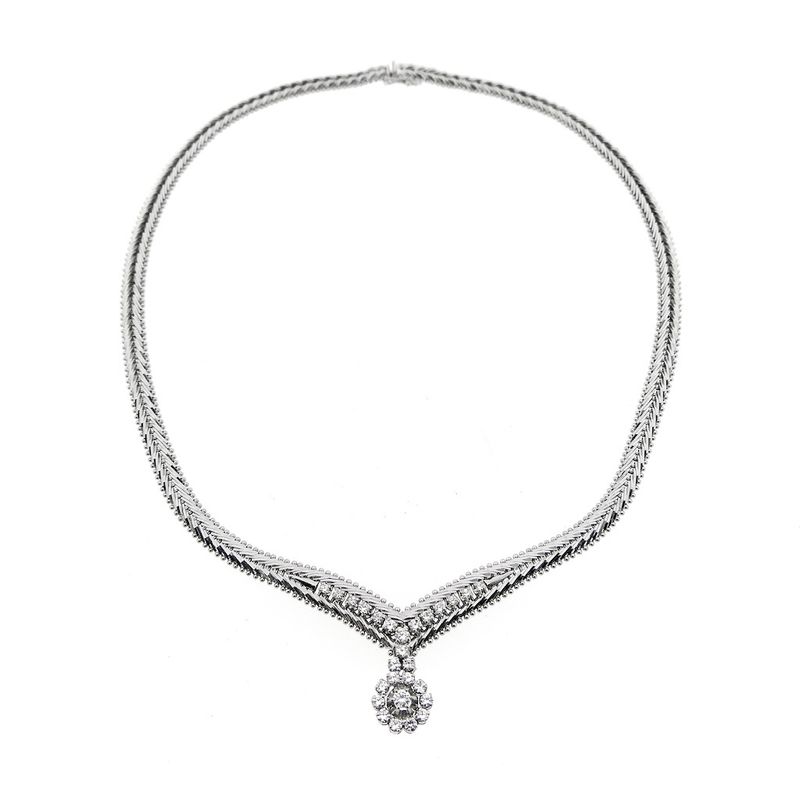 Image 4 of White gold necklace with diamonds 1.06 ct. | 43 mm