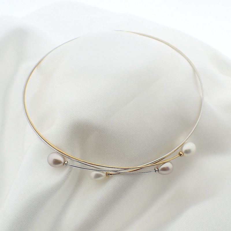 Image 4 of 18K Two-tone gold necklace with pearls | 40.0 cm