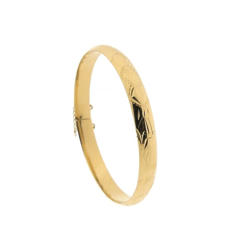 Image 3 of Gold slave bracelet with engravings; Size M