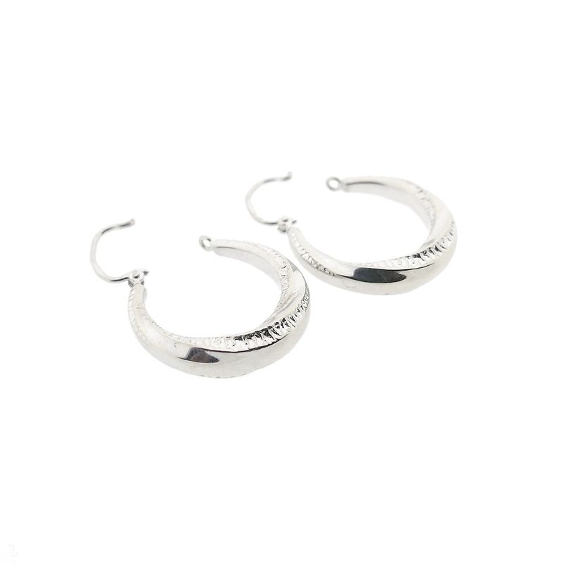 Image 5 of Vintage white gold hoop earrings