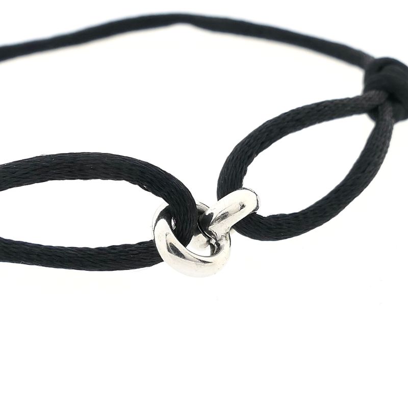 Image 4 of Forever Knots® Handmade Black Satin Bracelet with Silver Link