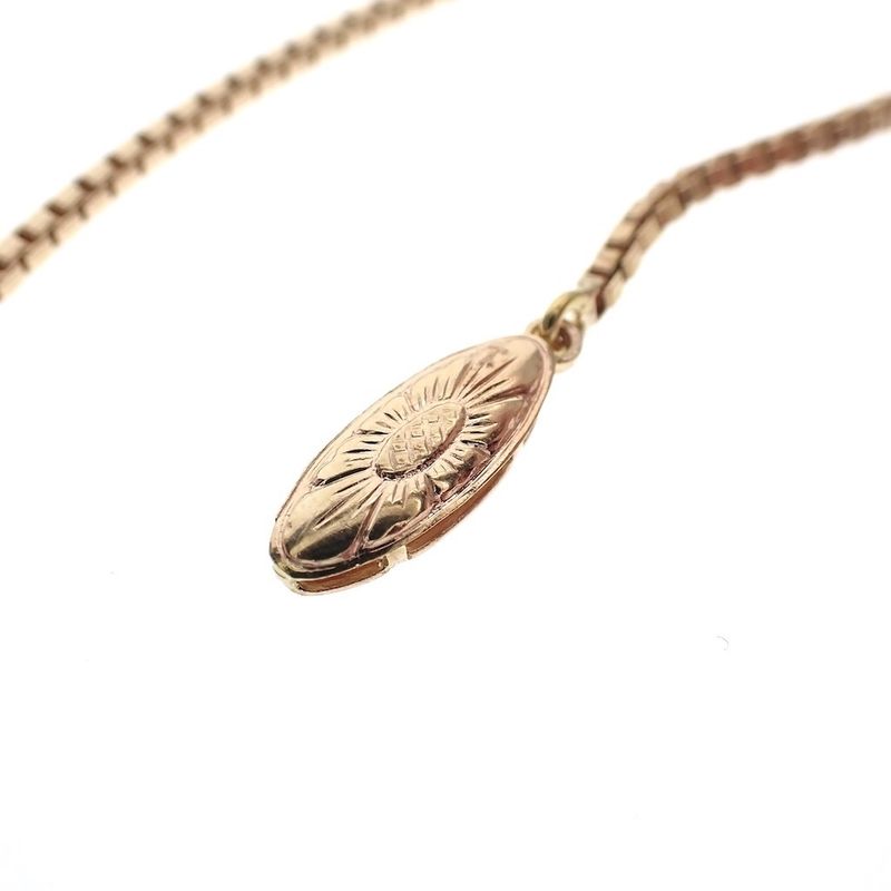 Image 5 of Antique gold Venetian link necklace with garnet