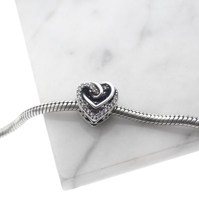 Pandora Moments charm; Silver; Sparkling Entwined Hearts Image 2 of Pandora Moments charm; Silver; Sparkling Entwined Hearts