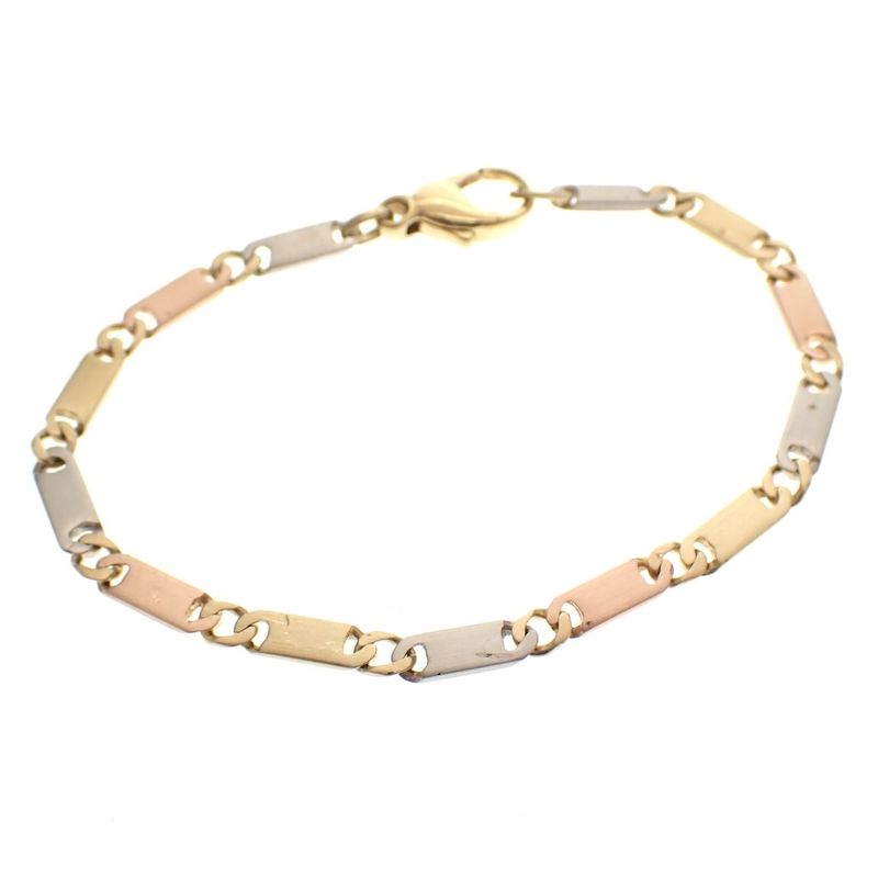 Image 1 of Tricolor gold matte link bracelet
