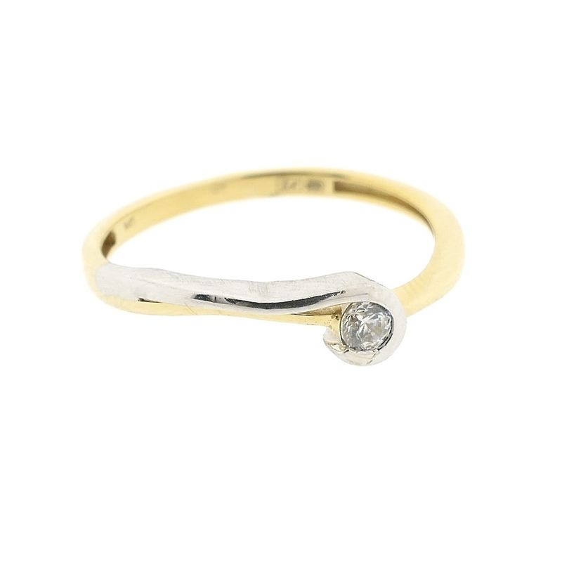 Image 4 of Two-tone gold solitaire ring with zirconia