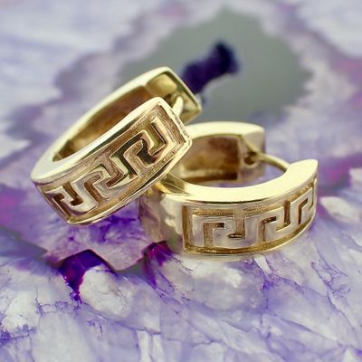 Image 2 of Gold earrings with a meandering pattern | Ø 16 mm