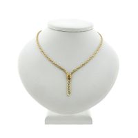 Gold Fantasy Link Necklace with Fixed Pendant; 14 Karat; 43 cm