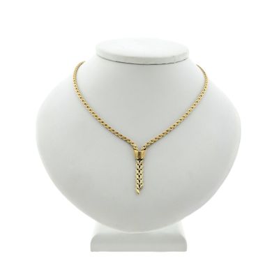 Image 1 of Gold Fantasy Link Necklace with Fixed Pendant; 14 Karat; 43 cm