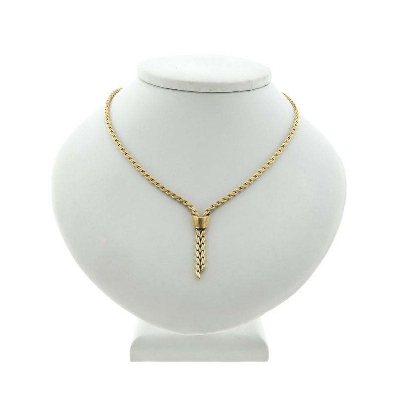 Image 1 of Gold Fantasy Link Necklace with Fixed Pendant; 14 Karat; 43 cm