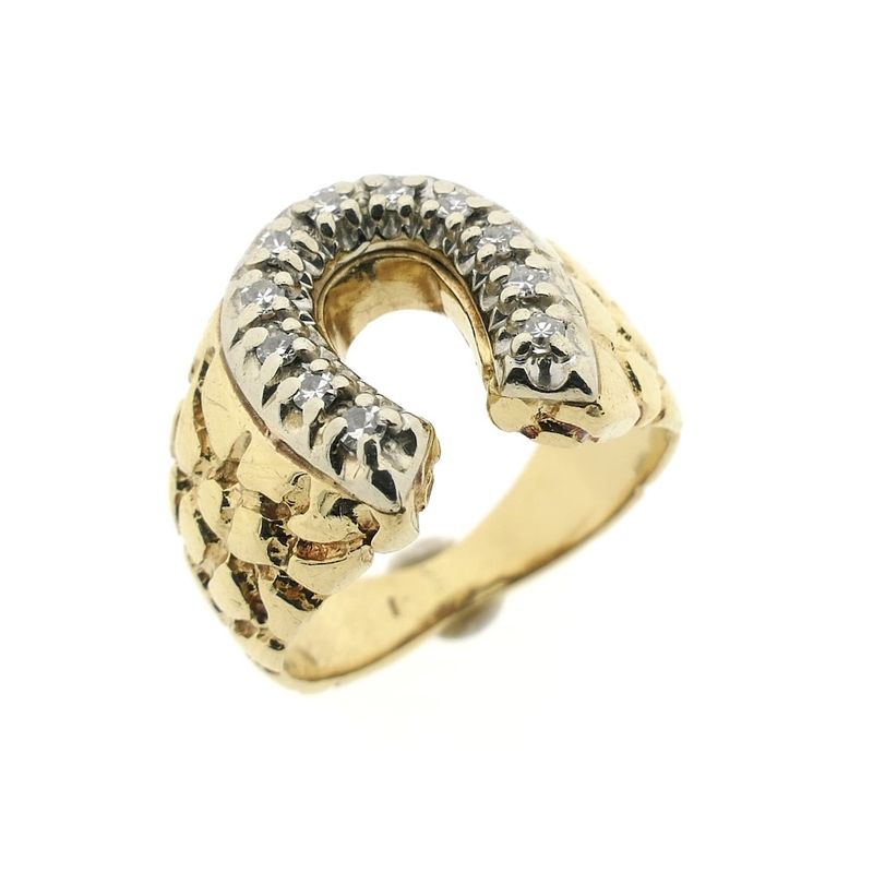 Image 1 of Gold men's pinky ring with diamonds; 0.165 ct.