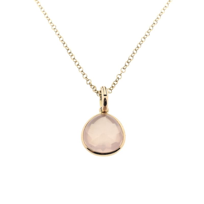 Image 4 of 18-karat gold jasseron necklace with a fixed rose quartz pendant; 38.5 cm - 43.5 cm | Tirisi