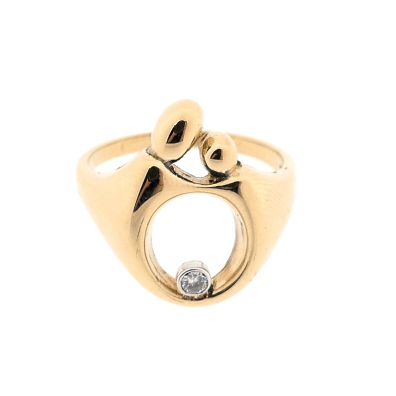 Image 5 of Golden mother-child ring with diamond; 0.06 ct.