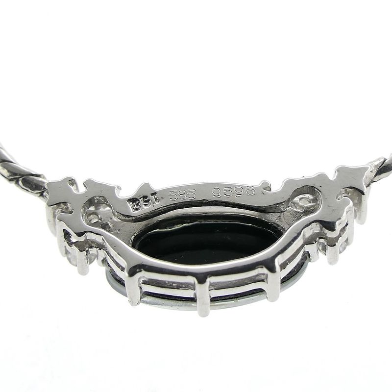 Image 5 of White gold necklace with diamond and triple opal | 42 cm