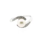 Image 3 of 18k White Gold Ring with Pearl and Diamonds