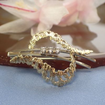 Image 2 of Two-tone gold fantasy brooch with zirconia