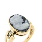 Image 5 of Gold signet ring with blue cameo and diamond | 0.04 ct.