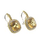 Image 8 of 18 ct. Gold stud earrings with citrine and diamond | 0.24 ct.