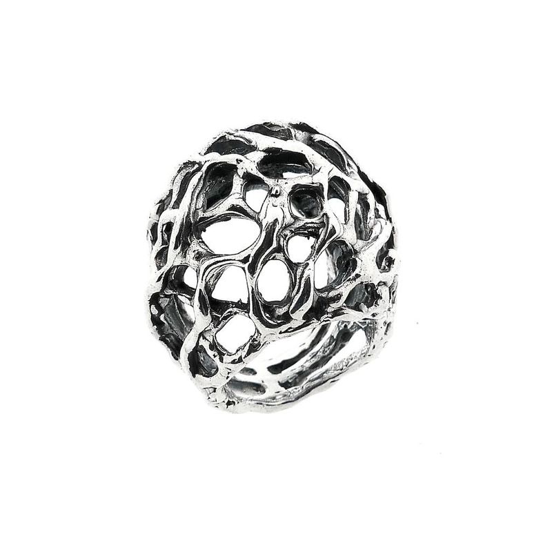 Image 1 of Silver domed artistic ring