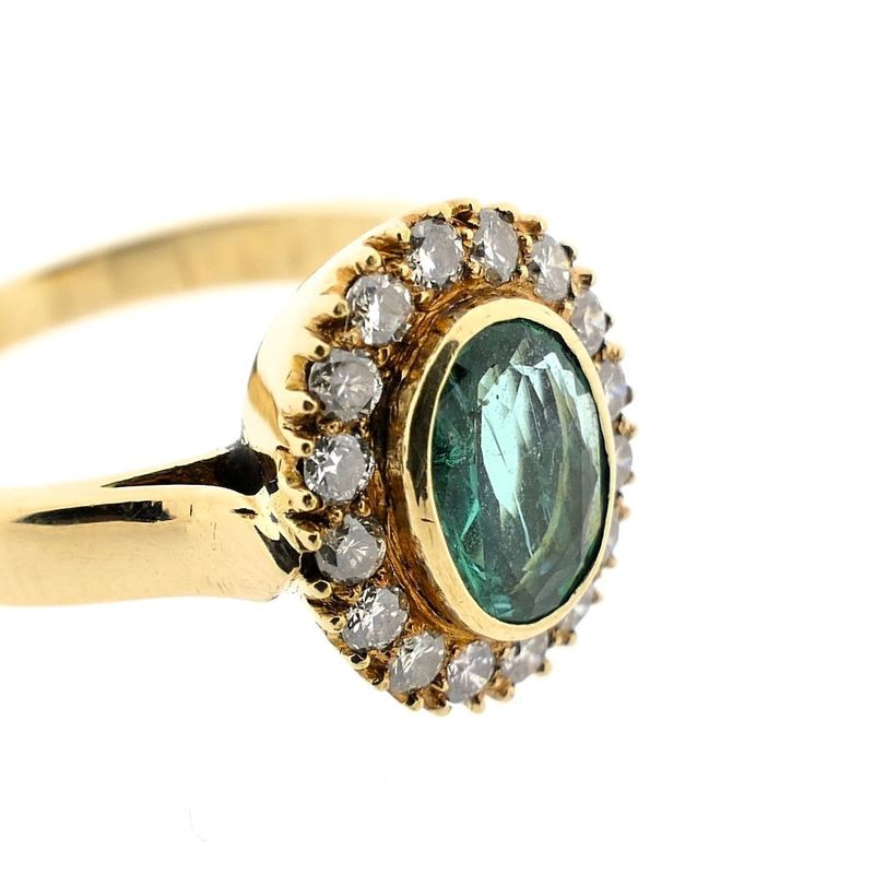 Image 8 of Gold ring with emerald and diamonds; 0.32 ct.