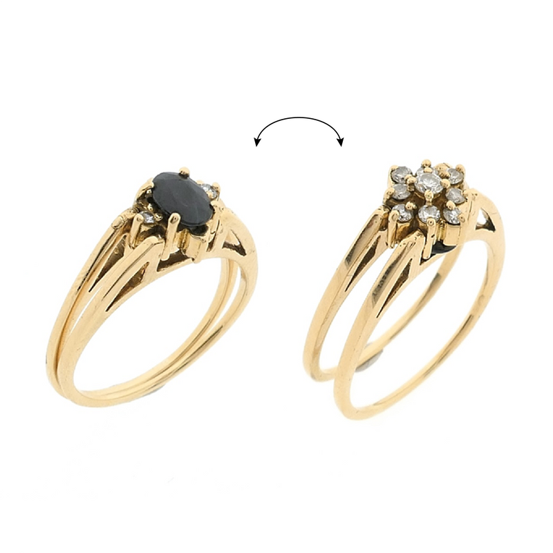 Image 1 of Gold reversible ring set with sapphire and diamond | 0.38 ct.