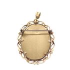 Image 6 of Vintage two-tone gold pendant/brooch with a painted portrait and diamonds; 0.015 ct.