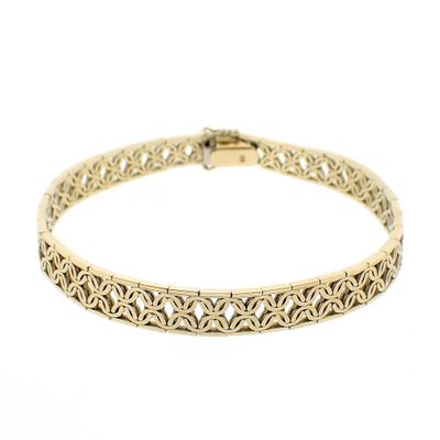 Image 1 of Gold link bracelet with pattern