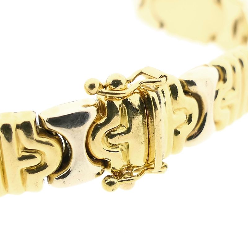 Image 6 of Bicolor Gold Bracelet with Fantasy Links; 18 Karat; 20 cm