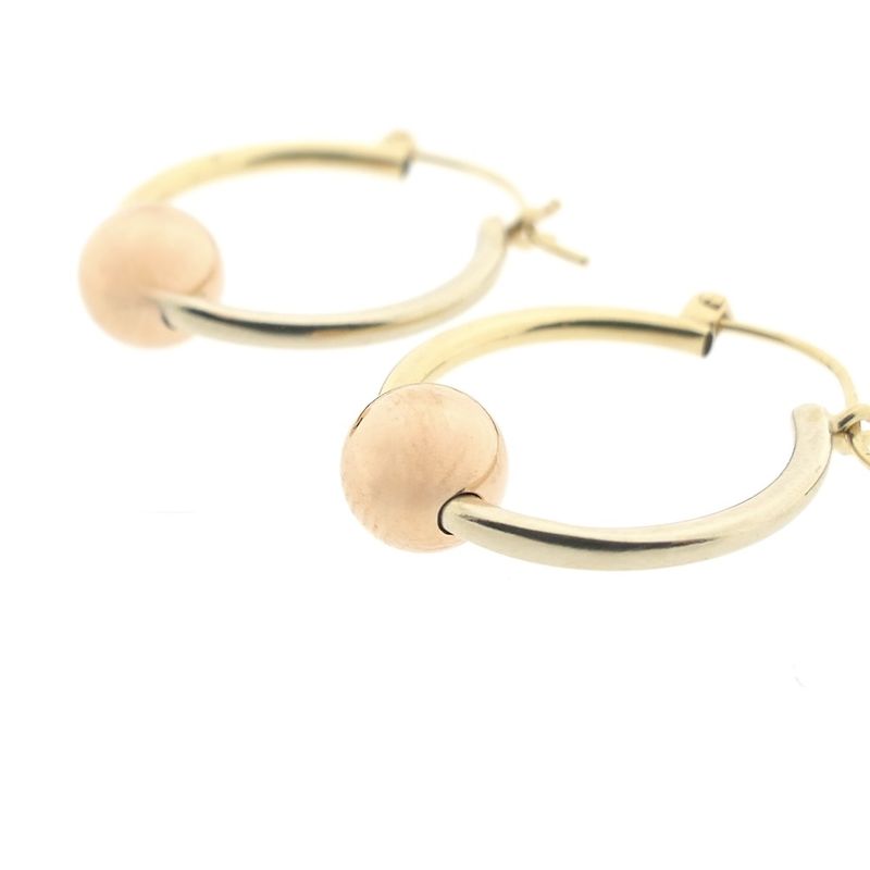 Image 8 of Tricolor gold earrings with a ball; Ø 16.5 mm