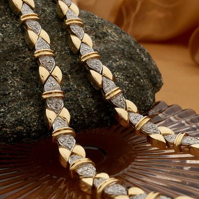 Image 2 of Solid gold necklace with diamonds; Approx. 7.68 ct.