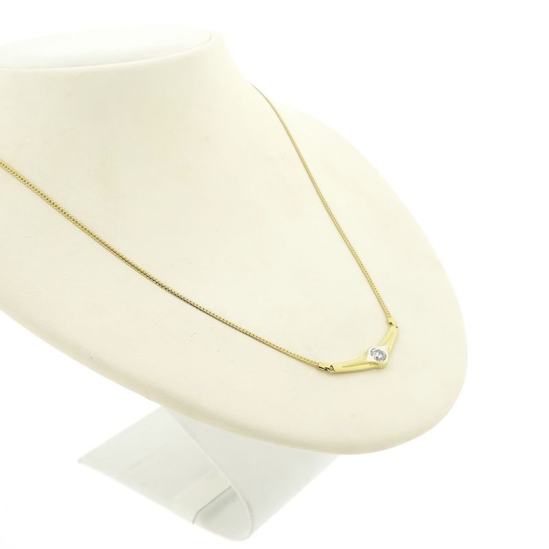 Image 3 of Gold flat gourmet link necklace with zirconia
