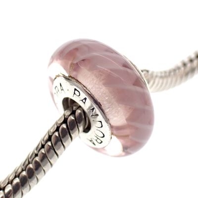 Pandora charm; Silver; Pink Zig Zag Image 2 of Pandora charm; Silver; Pink Zig Zag