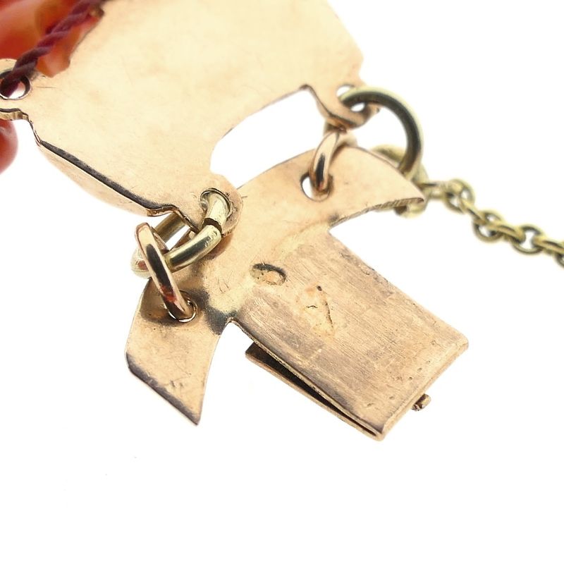 Image 7 of Antique red coral beaded bracelet with bicolor gold clasp.