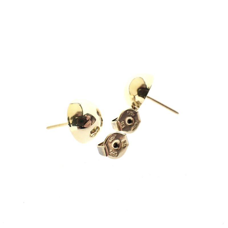 Image 5 of Gold stud earrings with large round button