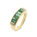 Image 1 of 18-karat gold ring with emerald and diamonds | 0.03 ct.
